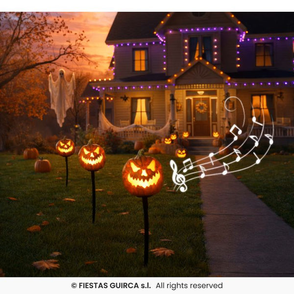 3 Pumpkins with Light and Sound