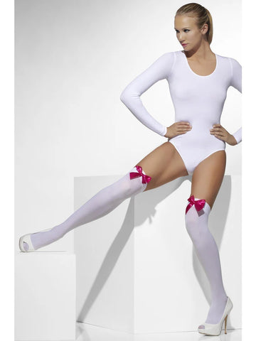 White Thigh Highs/Pink Bow