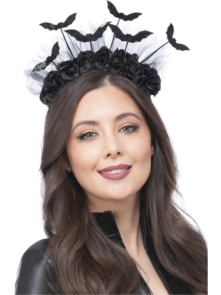 Gothic Rose and Bat Headband