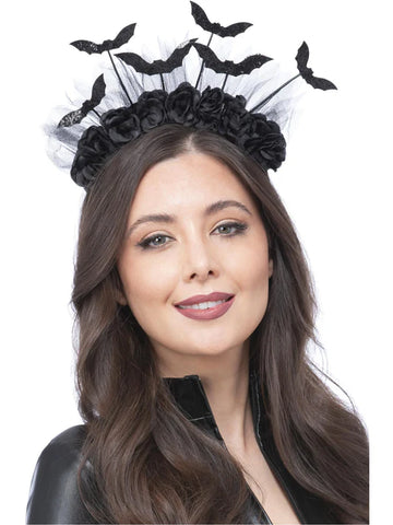 Gothic Rose and Bat Headband