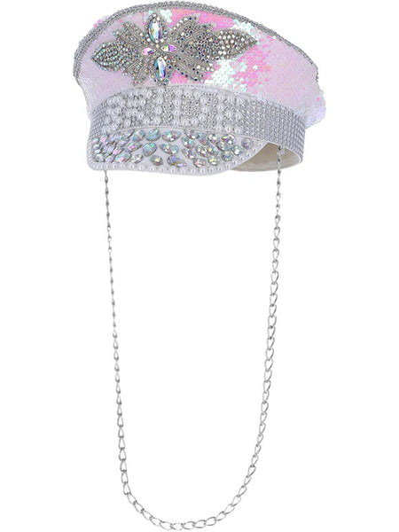 Deluxe Sequin and Pearl Bride Captain Hat