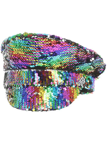 Rainbow Sequin Captain Hat