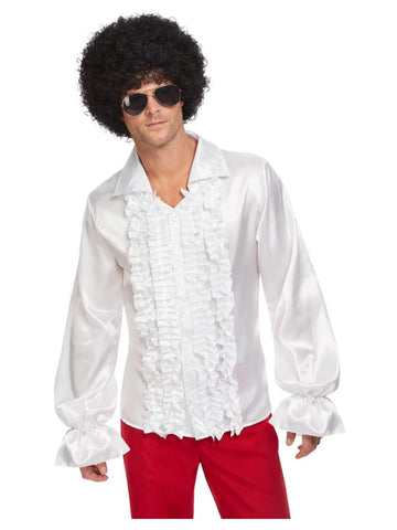 White Ruffle Disco Shirt