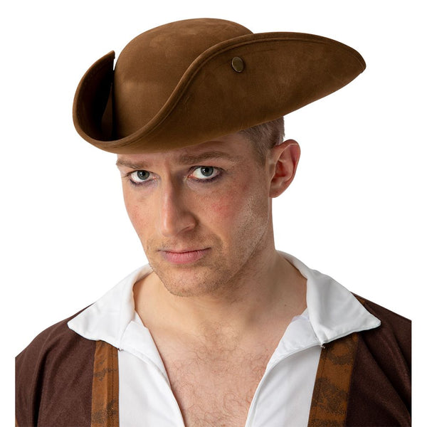Hard Brown Suede Pirate Hat