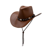 Brown Faux Leather Cowboy Hat