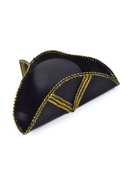 Black Tricorn with Gold Trim