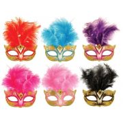 Glitter Masquerade Mask with feathers