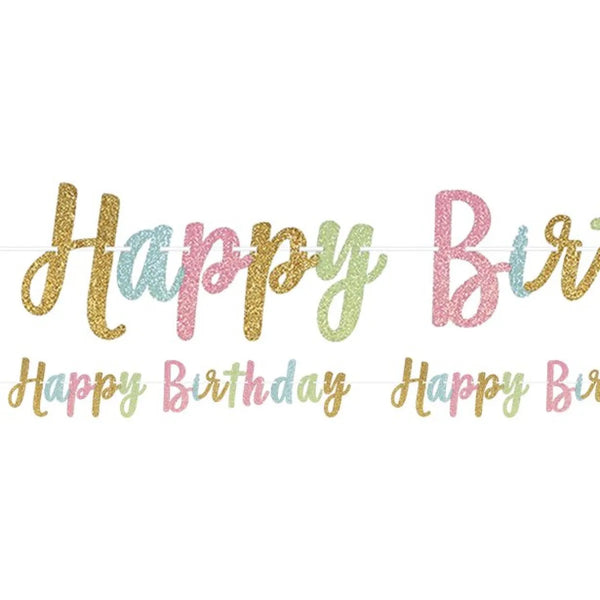 Glitter Happy Birthday Letter Banner