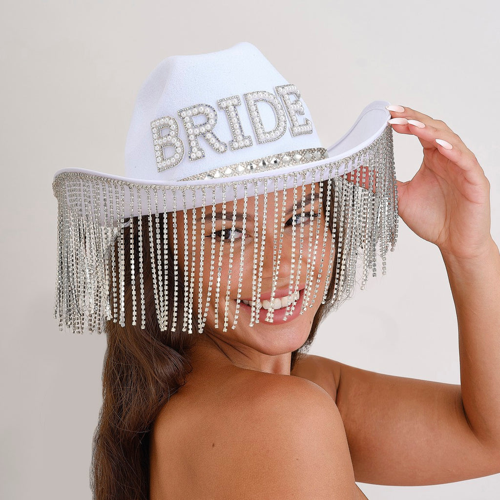 Bride Cowboy Hat with Diamante Trim Bride Cowboy Hat with Diamante Trim