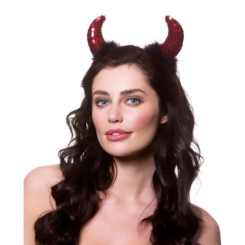 Sequin Devil Horns on headband