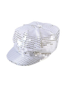 White 60's Cap with Silver Sequins