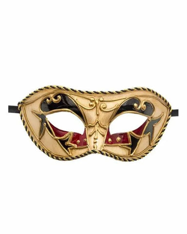 Black, Cream and Red Masquerade Mask