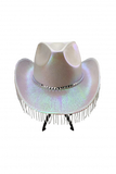 White Glitter Cowboy Hat with rhinestone trim