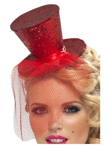 Red Glitter Mini Top Hat