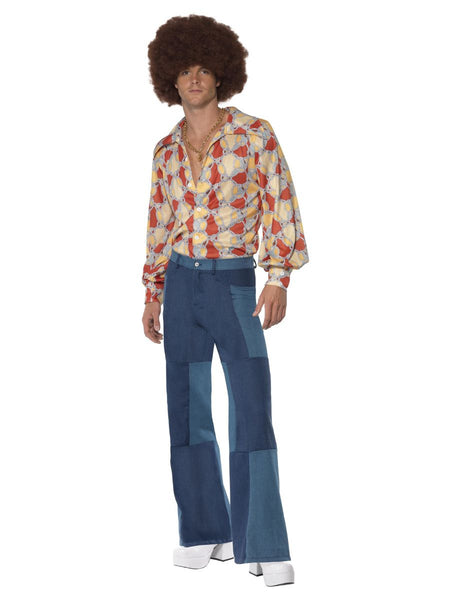 70 s Deluxe Denim Patchwork Flared Jeans Fancy Dress Box