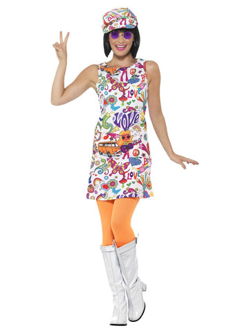 60's Multi-coloured Groovy Chick Costume