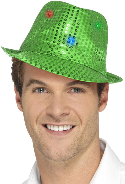 Green Light Up Sequin Trilby