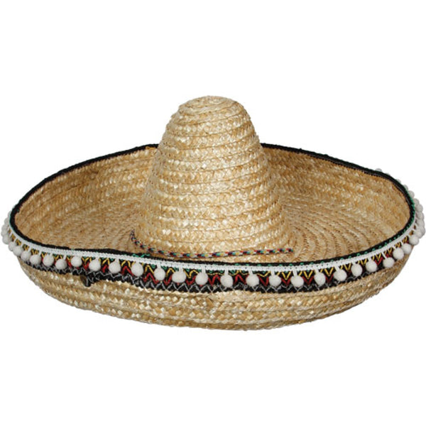 Straw Sombrero with Bobbles