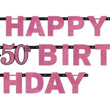 Pink Age 50 Prismatic Letter Banner Pink Age 50 Prismatic Letter Banner