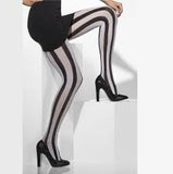 Opaque Black and White Vertical Tights