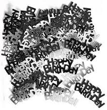 Table Confetti - Black and Silver Happy Birthday