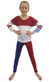 White, Red and Blue T-Shirt (Harley Quinn style) Child Size