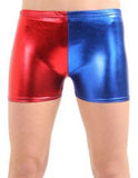 Red and Blue Shiny Hotpants (Harley Quinn style) Child size