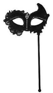 Black Velvet Hand-Held Masquerade Mask