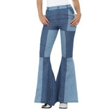 Patchwork Denim Flared Trousers