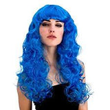 Long Curly Blue Wig - FOXY