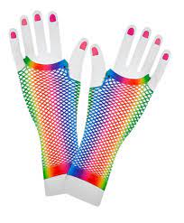 Rainbow Pride Fishnet Gloves