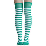 Green and White Stripe Socks