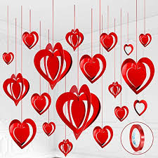 Valentines 3D Heart Hanging Decorations
