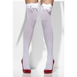 Opaque Hold-Ups with White Bows - White