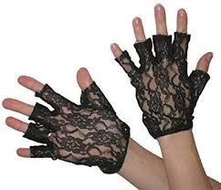 Short Black Fingerless Lace Gloves