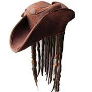 Brown Pirate Hat with Dreadlocks