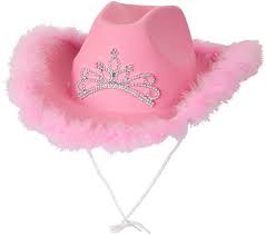 Pink Fur Trimmed Cowgirl Hat with Tiara