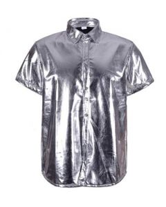 Metallic Silver Short Sleeved Shirt