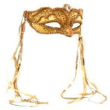 Yellow and Gold Tassel Masquerade Mask