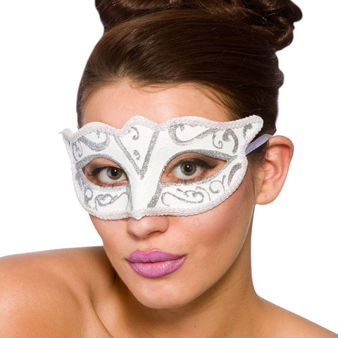 White and Silver Verona Masquerade Mask